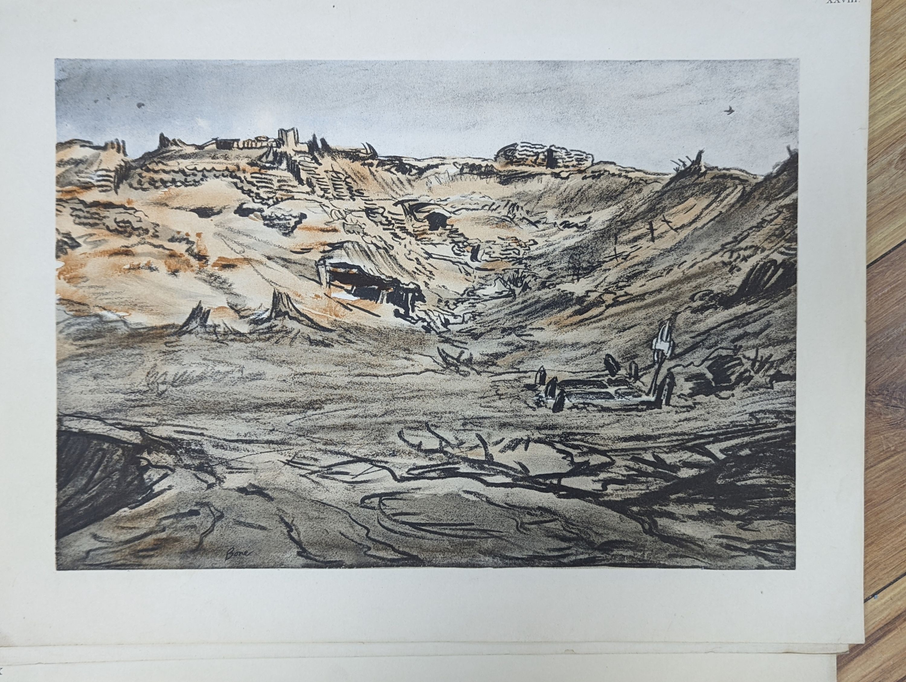 After Muirhead Bone, twenty unframed colour prints, Scenes from the Great War, overall 38 x 51cm, unframed